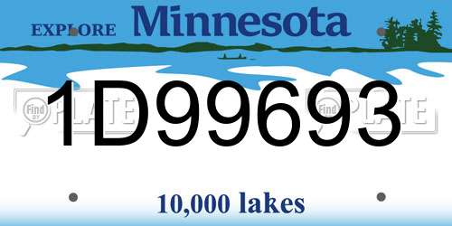 1D99693 Minnesota License Plate