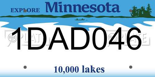 1DAD046 Minnesota License Plate