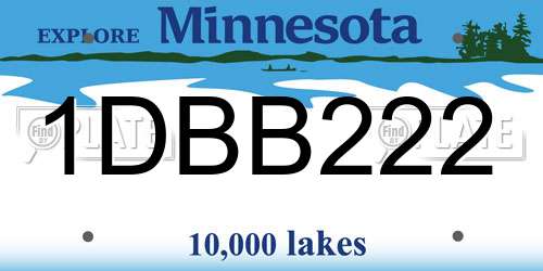 1DBB222 Minnesota License Plate