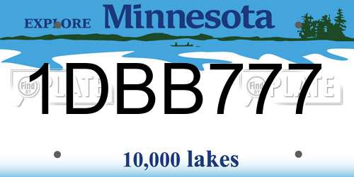 1DBB777 Minnesota License Plate