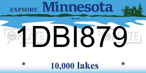 1DBI879 Minnesota License Plate