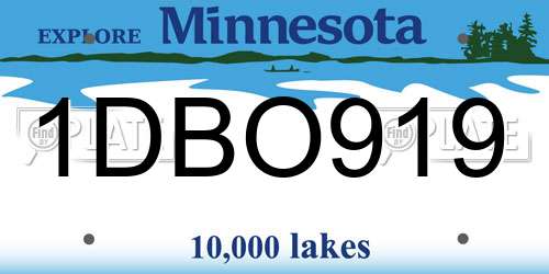1DBO919 Minnesota License Plate