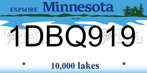1DBQ919 Minnesota License Plate
