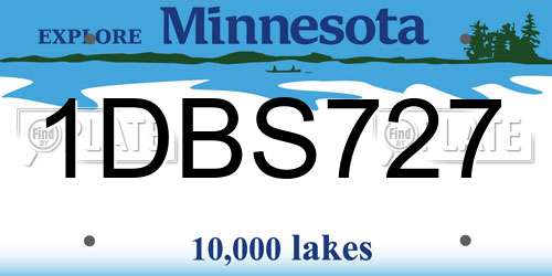 1DBS727 Minnesota License Plate