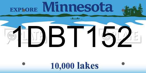 1DBT152 Minnesota License Plate