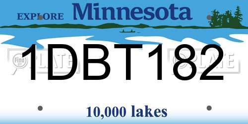 1DBT182 Minnesota License Plate