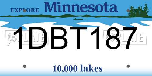 1DBT187 Minnesota License Plate