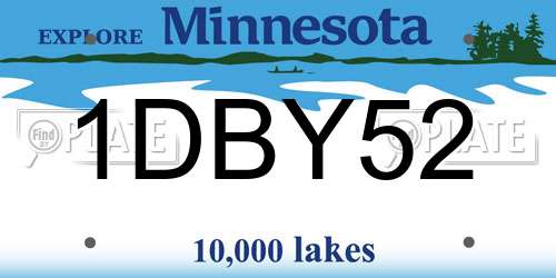 1DBY52 Minnesota License Plate