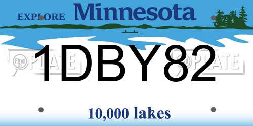 1DBY82 Minnesota License Plate