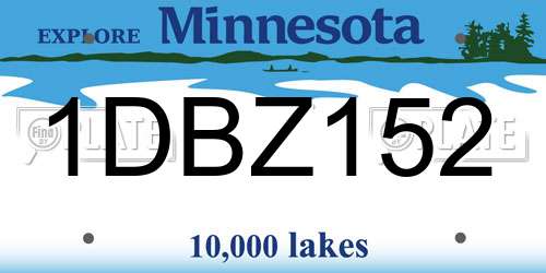 1DBZ152 Minnesota License Plate