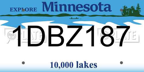 1DBZ187 Minnesota License Plate