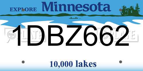 1DBZ662 Minnesota License Plate