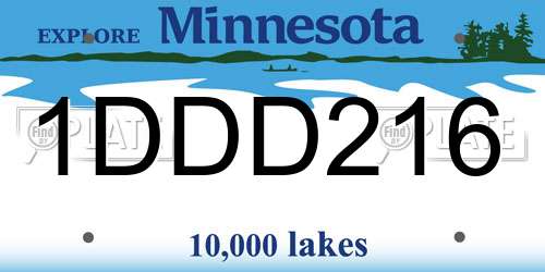 1DDD216 Minnesota License Plate
