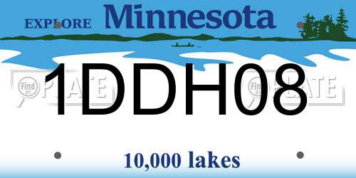 1DDH08 Minnesota License Plate