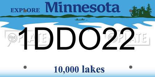 1DDO22 Minnesota License Plate