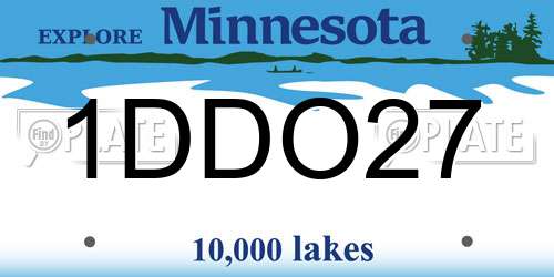 1DDO27 Minnesota License Plate