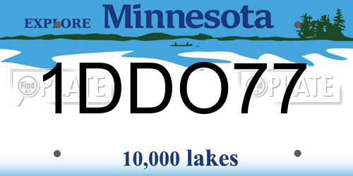 1DDO77 Minnesota License Plate