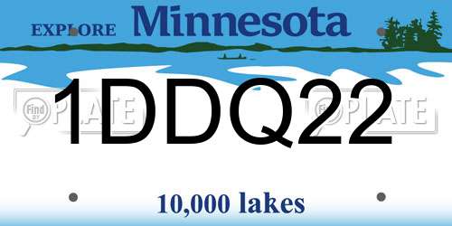 1DDQ22 Minnesota License Plate