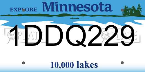 1DDQ229 Minnesota License Plate