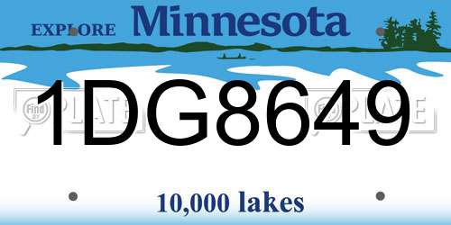 1DG8649 Minnesota License Plate