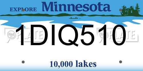 1DIQ510 Minnesota License Plate
