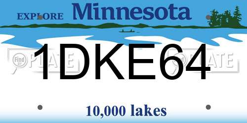 1DKE64 Minnesota License Plate