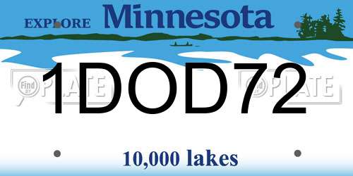 1DOD72 Minnesota License Plate