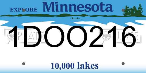 1DOO216 Minnesota License Plate