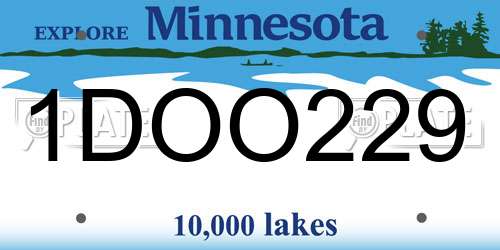 1DOO229 Minnesota License Plate