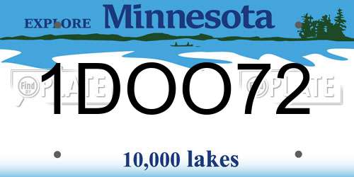 1DOO72 Minnesota License Plate