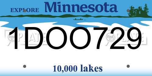 1DOO729 Minnesota License Plate