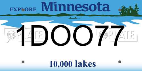 1DOO77 Minnesota License Plate