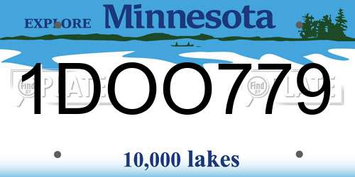 1DOO779 Minnesota License Plate