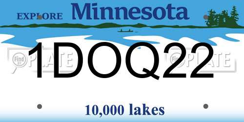 1DOQ22 Minnesota License Plate