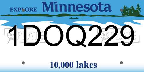 1DOQ229 Minnesota License Plate