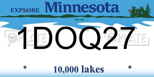 1DOQ27 Minnesota License Plate