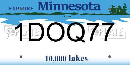 1DOQ77 Minnesota License Plate