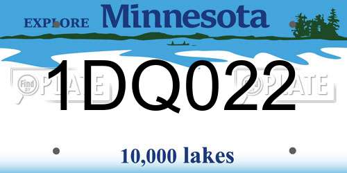 1DQ022 Minnesota License Plate