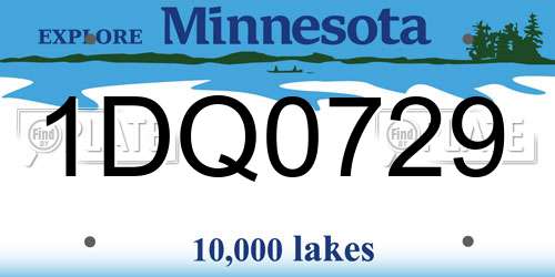 1DQ0729 Minnesota License Plate