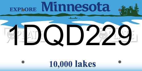 1DQD229 Minnesota License Plate