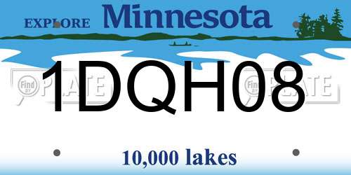 1DQH08 Minnesota License Plate