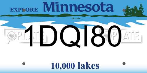 1DQI80 Minnesota License Plate