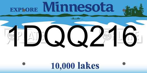 1DQQ216 Minnesota License Plate