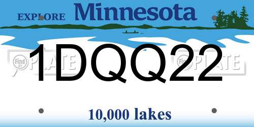 1DQQ22 Minnesota License Plate