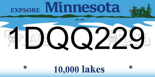 1DQQ229 Minnesota License Plate