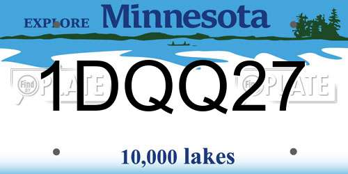 1DQQ27 Minnesota License Plate