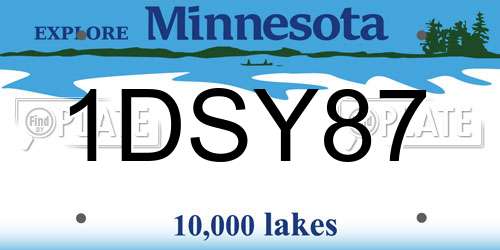 1DSY87 Minnesota License Plate