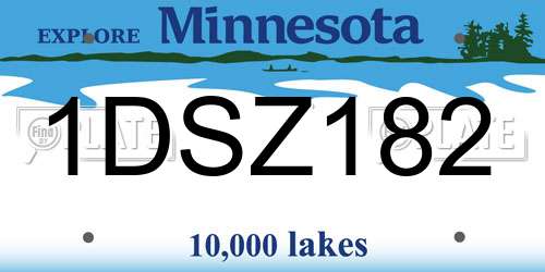 1DSZ182 Minnesota License Plate