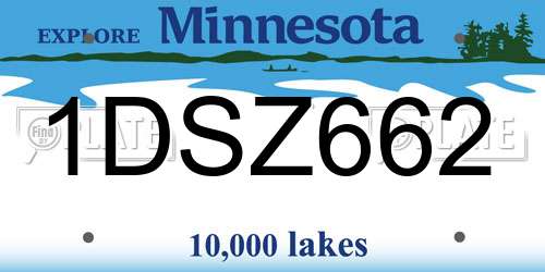 1DSZ662 Minnesota License Plate