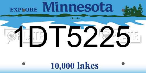 1DT5225 Minnesota License Plate